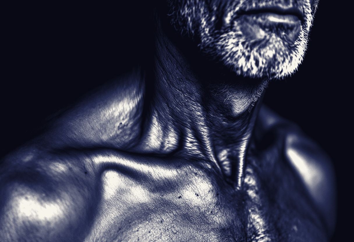 Collarbone and chest at close crop
